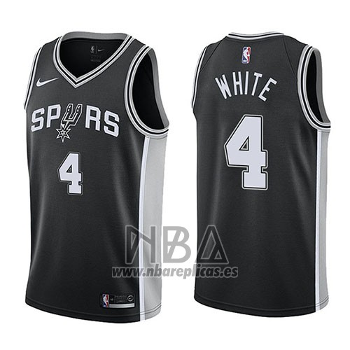 Camiseta San Antonio Spurs Derrick White NO 4 Swingman Icon 2017-18 Negro